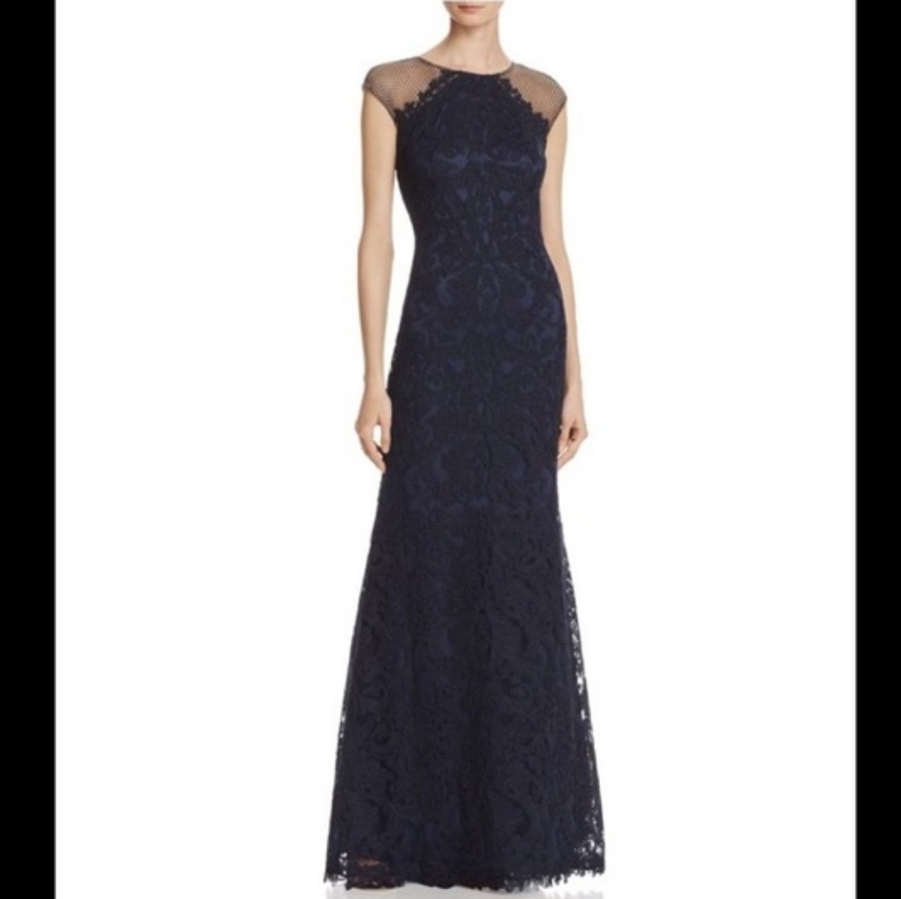 Tadashi Shoji Mesh Detail Lace Gown Sz 14